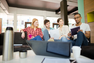 People working together in cafe