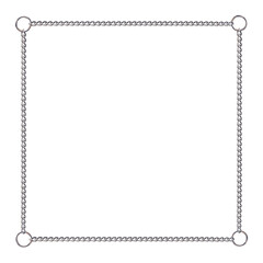Silver chain frame for paintings, mirrors or photo isolated on white background