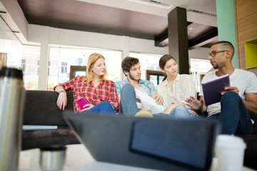 People working together in cafe