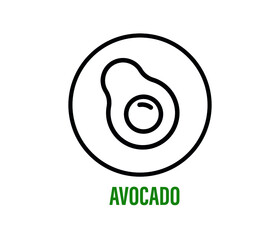 Avocado Logo for Organic Vegan Healthy food or Store. Avocado flat Symbol. Vector Icon.