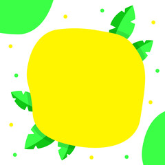 Vector graphics. Bright spring background for text. Tropical green leaves, yellow background. Design for postcards, invitations, and web sites.