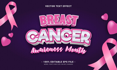  Breast cancer awareness month editable text style effect design