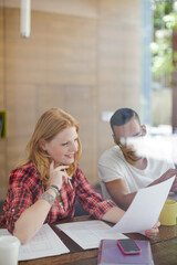 People working in cafe