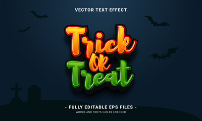 Trick or treat editable text effect with halloween theme. Costumes trick or treat  - obrazy, fototapety, plakaty