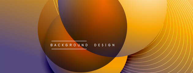 Gradient circles with shadows. Vector techno abstract background. Modern overlapping forms wallpaper background, design template