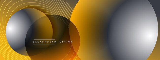 Gradient circles with shadows. Vector techno abstract background. Modern overlapping forms wallpaper background, design template