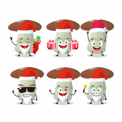 Santa Claus emoticons with suillus mushroom cartoon character