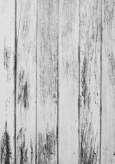 Close up of old white painted wood door. Black and white image.
