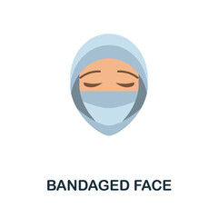 Bandaged Face flat icon. Colored sign from plastic surgery collection. Creative Bandaged Face icon illustration for web design, infographics and more