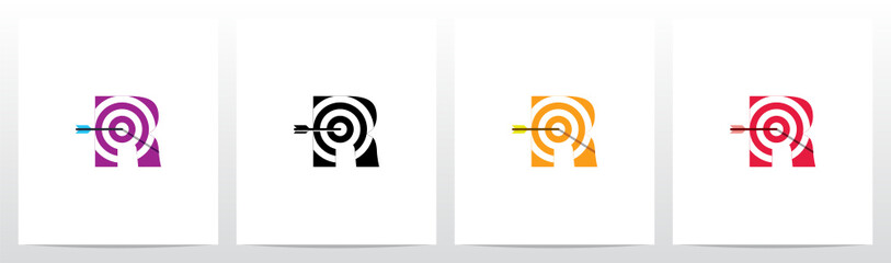 Arrow Target On Letter Logo Design R