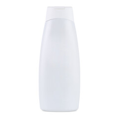 White plastic bottle. Packaging for various cosmetics, such as shampoo, shower gel and others. Convenient modern packaging.