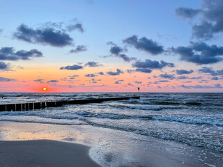 Kolobrzeg beach sunset