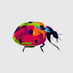 Ladybug or ladybug, red beetle with black spots, winged flying insect in pop art style. suitable for logos, book covers, etc. eps file
