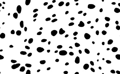 Abstract modern dalmatian fur seamless pattern. Animals trendy background. Black and white decorative vector illustration for print, card, postcard, fabric, textile. Modern ornament of stylized skin