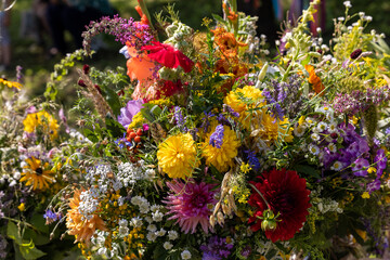 Traditional bouquet of flowers, herbs and fruits that are the symbol of summer