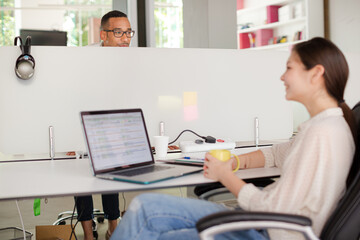 People talking in office