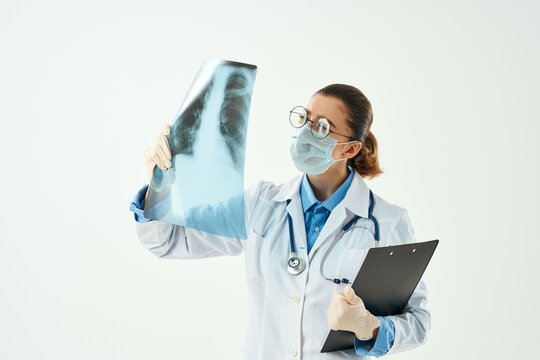 woman radiologist x-ray medical mask Professional