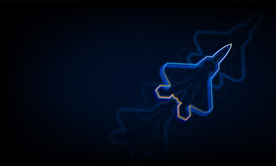 High speed concept. Fighter jet in the form of Arrow Light out technology background Hitech communication concept innovation background, vector design