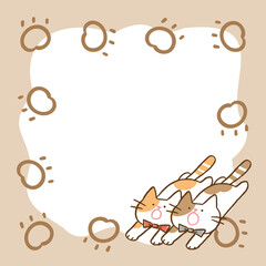 Vector Illustration of Cartoon Cat Notepad with Blue Frame on White Background. 