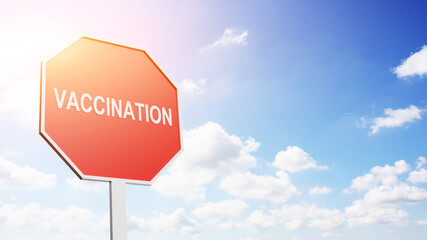 Sign for vaccination and virus proteciton. 3D Rendering