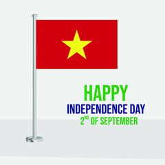 flag of Vietnam on flagpole. Template for independence day poster design