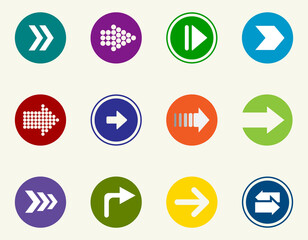 Arrows in different color vector icon set