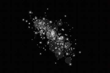 Glow effect. Vector illustration. Christmas dust flash. Snow is falling. Snowflakes.
