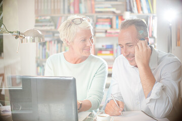 Business people working together at home office desk