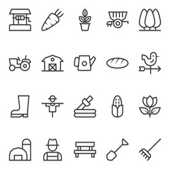 Outline icons for Agriculture, Farming & Gardening.