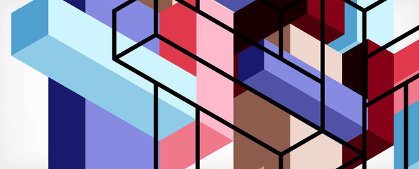 Abstract background. 3d cubes, cubic elements and blocks. Techno or business concept for wallpaper, banner, background, landing page