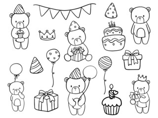 Teddy bear birthday coloring pages