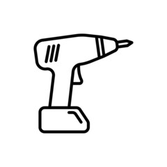 Drill thin line icon. Modern vector illustration of work tool.