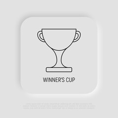 Winner's cup thin line icon. Trophy for sport champion. Modern vector illustration.