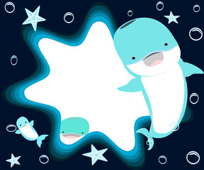 whale swimming sea diving marine animal vector