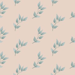 Seamless pattern of leaves for textiles and wallpapers