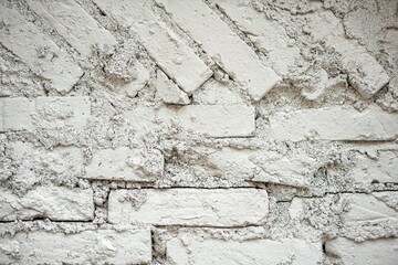 White brick wall texture. Photo background. Distressed building layout.
