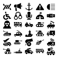 Glyph icons for army and military.