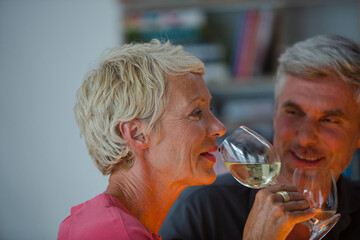 Older friends drinking wine