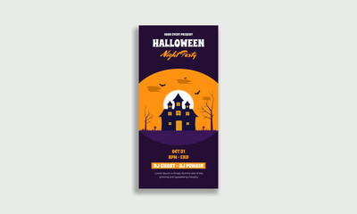 Halloween party night dl flyer design template 