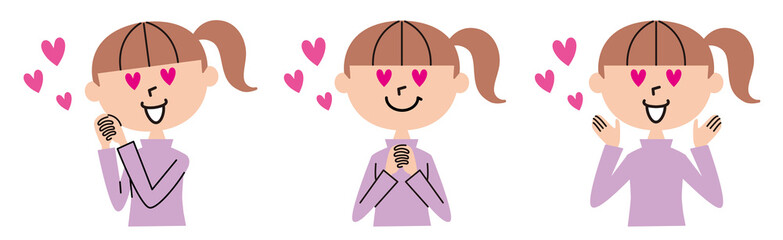 Obraz premium 目がハートマークのティーンエイジャーの女の子のイラスト