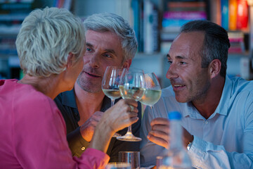 Older friends drinking wine