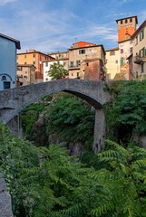 Fototapeta na wymiar Blick auf die Altstadt von Loro Ciuffenna in der Toskana in Italien
