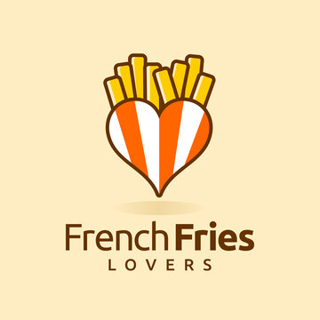 French fries logo with love concept