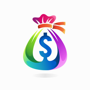 bag of money logo with gradient color concept