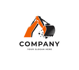 Creative Excavator Vector Logo Design. Modern Technology Logo Design