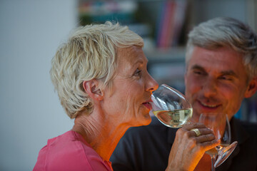 Older friends drinking wine