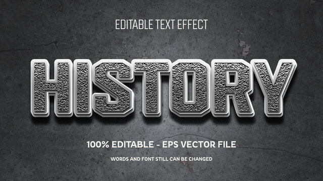 Editable text effect History style with dark cracked wall background