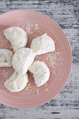 Fototapeta na wymiar vegan almond crescent cookies, plant-based sweets
