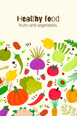 Healthy food background. Vector illustration. Fruits and vegetables
