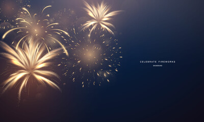 Fototapeta na wymiar firework and christmas themed Celebration party 2022 Happy New Year background design.